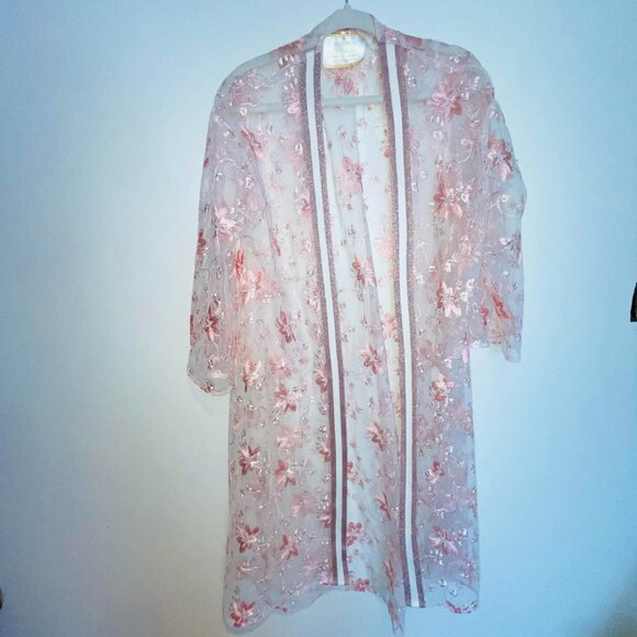 California Moonrise Pink floral overcoat size M. - Picture 1 of 8